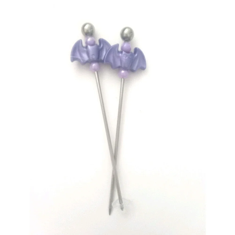 Set Of Two Beaded Cocktail  Sticks Halloween  Bat Theme Great Gift